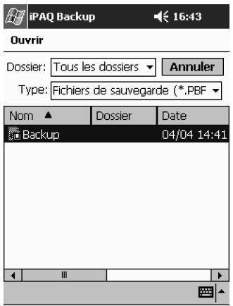 HP IPAQ H3900 - Restauration des fichiers de sauvegarde, du registre et des bases de données - 5