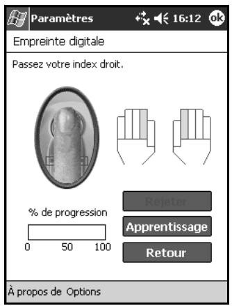 HP IPAQ H5100 POCKET PC - Enregistrement d'une empreinte digitale - 2