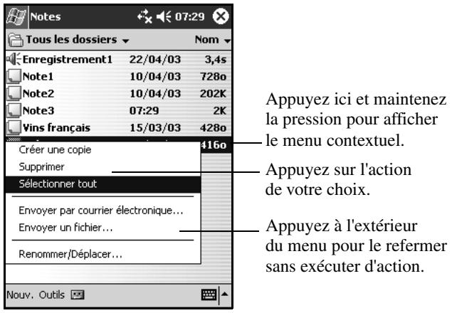 HP IPAQ H5100 POCKET PC - Menu contexts - 1