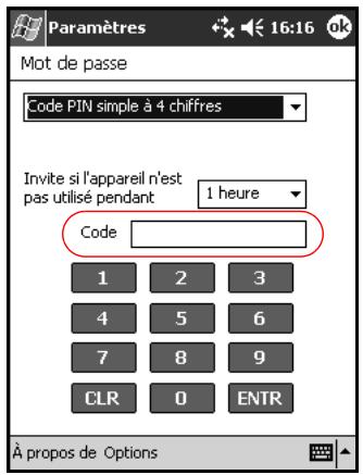 HP IPAQ H5100 POCKET PC - Configuration du mode de connexion "Code PIN simple à 4 chiffres" - 1