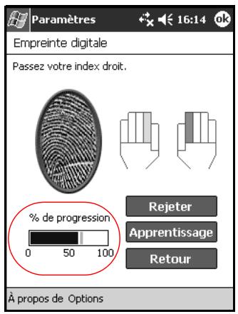 HP IPAQ H5100 POCKET PC - Enregistrement d'une empreinte digitale - 5