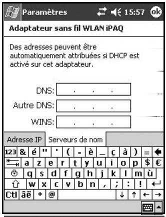 HP IPAQ H5100 POCKET PC - Modification des paramètres DNS et WINS - 4