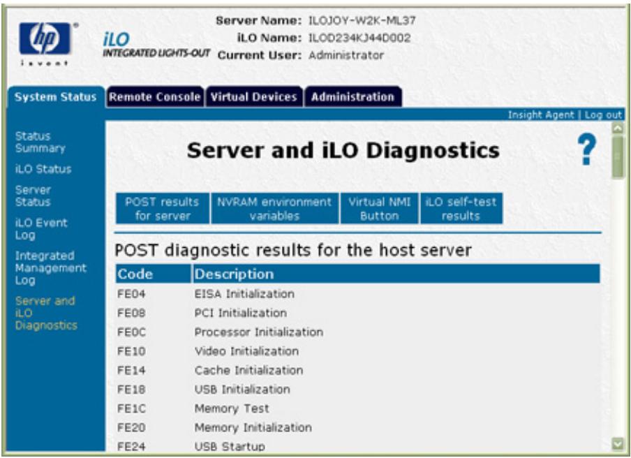 HP PROLIANT ESSENTIALS ILO ADVANCED PACK SW - Résultats de l'auto-test iLO - 1