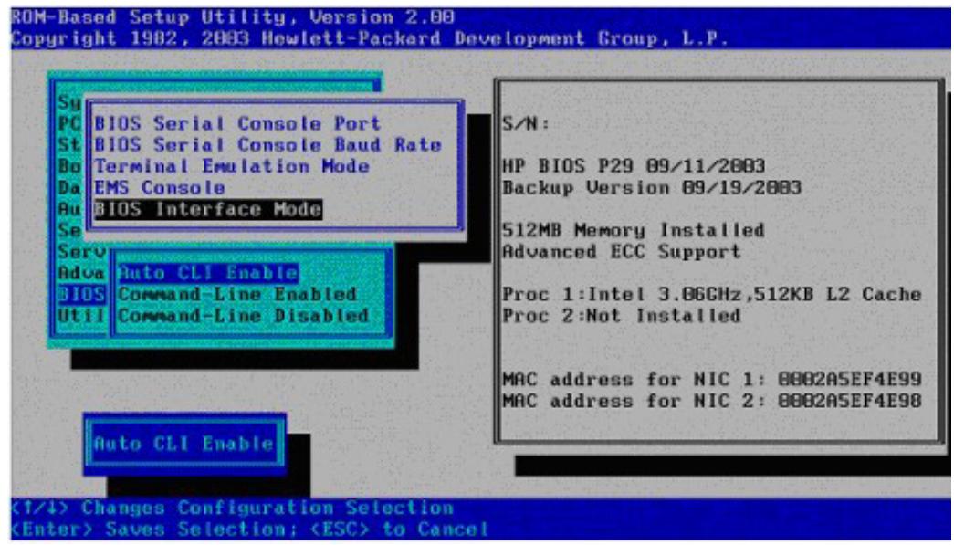 HP smartstart software - Sélection du mode CLI - 1