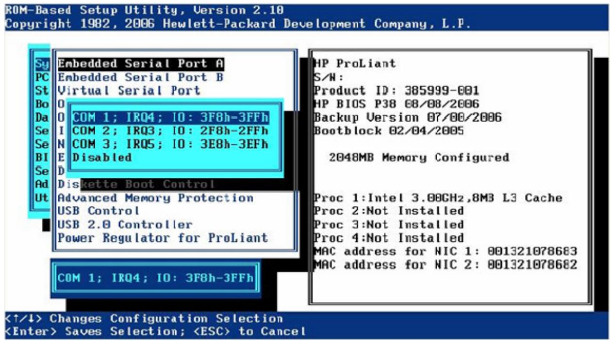 HP smartstart software - Embedded Serial Port A (Port série A intégré) - 1