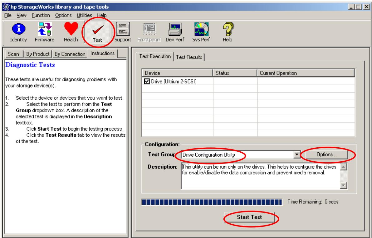 HP 200T OPTICAL DISK JUKEBOX - Comment activer ou désactiver les options Prevent Media Removal ou Hardware Data Compression ? - 1
