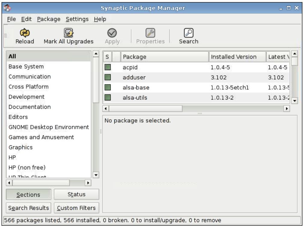 HP GT7725 THIN CLIENT - Synaptic Package Manager (Gestionnaire de package Synaptic) - 1