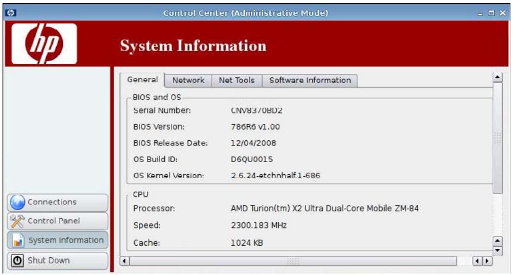HP GT7725 THIN CLIENT - informations sur le système - 1