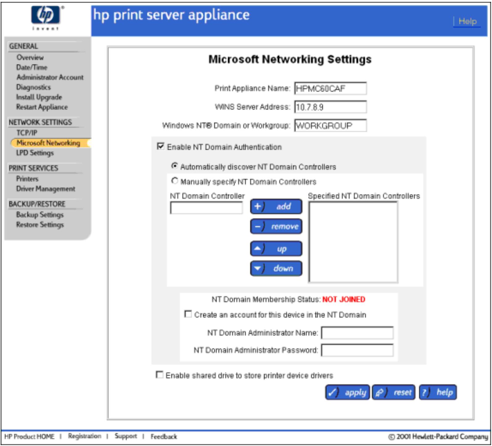 HP PRINT SERVER APPLIANCES - Configuration du dispositif à l'aide de l'interface Web - 1