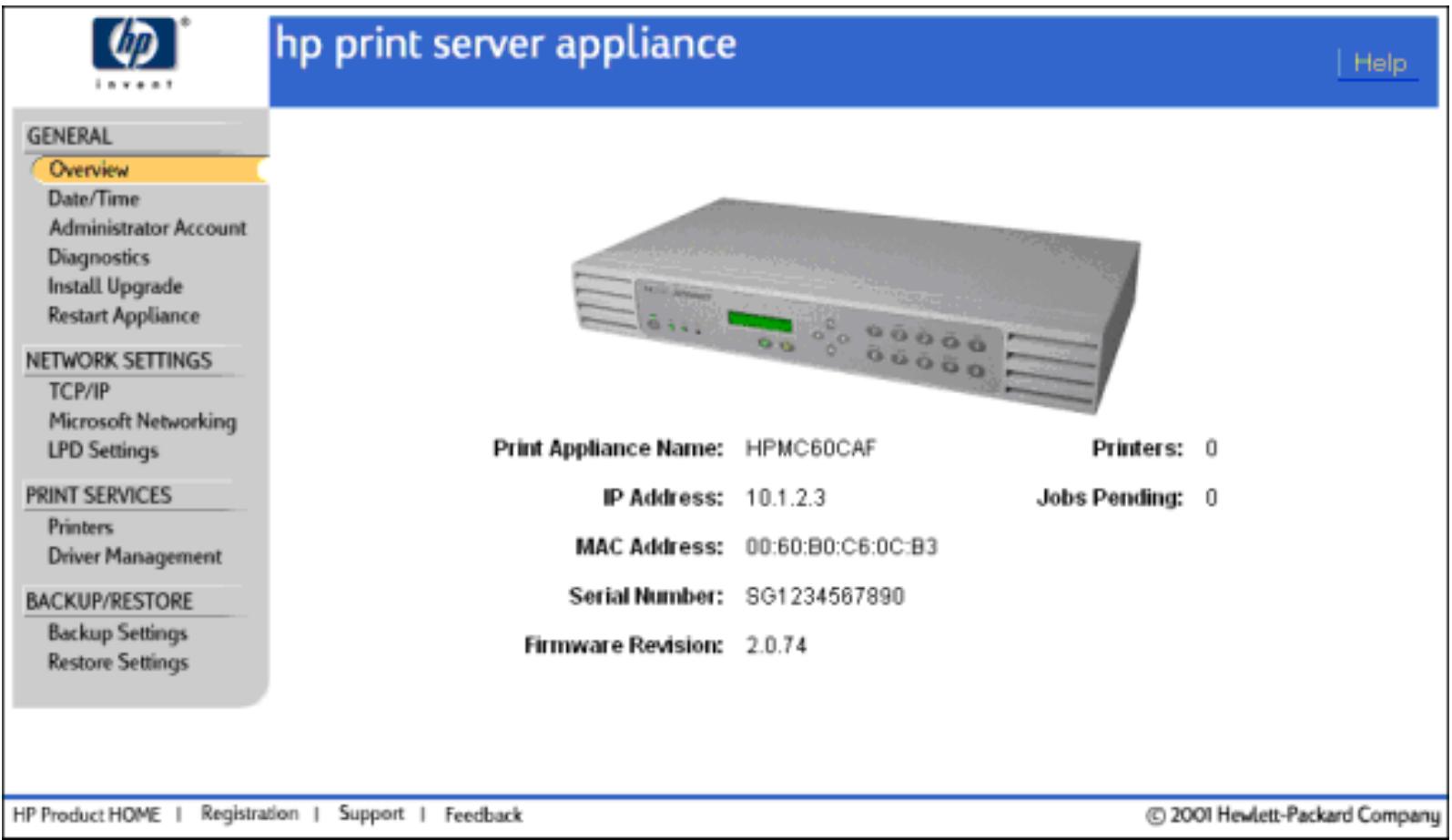 HP PRINT SERVER APPLIANCES - Page Overview - 1