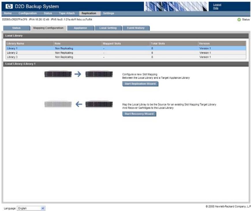 HP STORAGEWORKS D2D2500 BACKUP SYSTEM - Exécution de l'assistant de réplication - 1