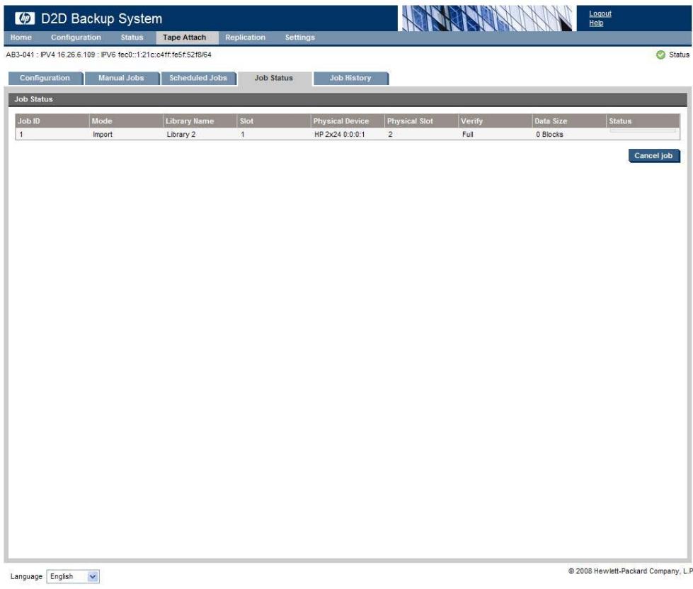 HP STORAGEWORKS D2D2500 BACKUP SYSTEM - État (Connexion du lecteur de bande) - 1
