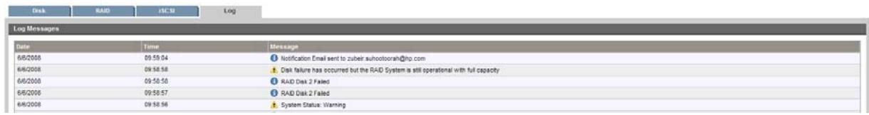 HP STORAGEWORKS D2D2500 BACKUP SYSTEM - Le journal des événements - 1