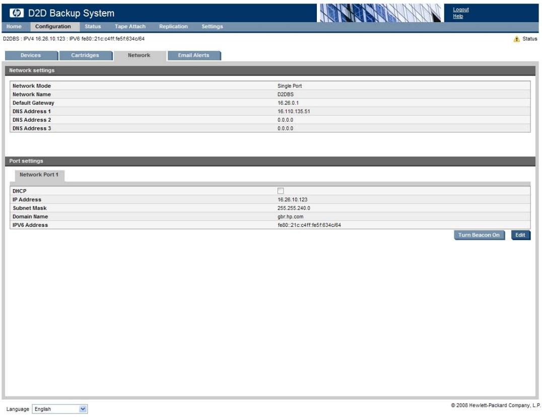 HP STORAGEWORKS D2D2500 BACKUP SYSTEM - Réseau (Configuration) - 1