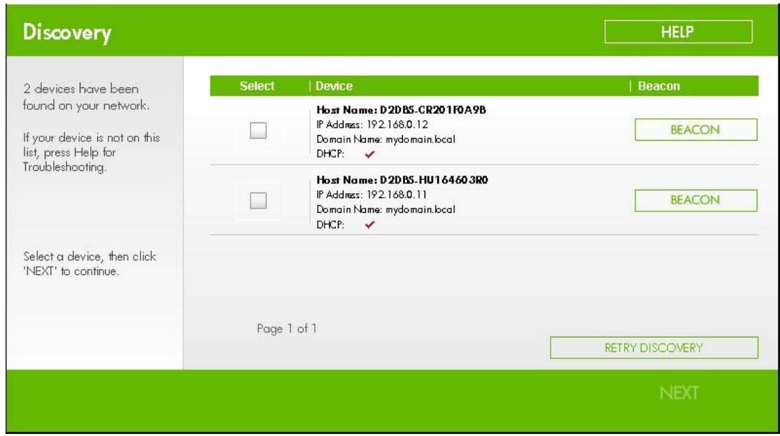 HP STORAGEWORKS D2D2500 BACKUP SYSTEM - Utilisation du moteur Discovery Engine pour détecter le HP D2D Backup System (IPv4 seulement) - 1