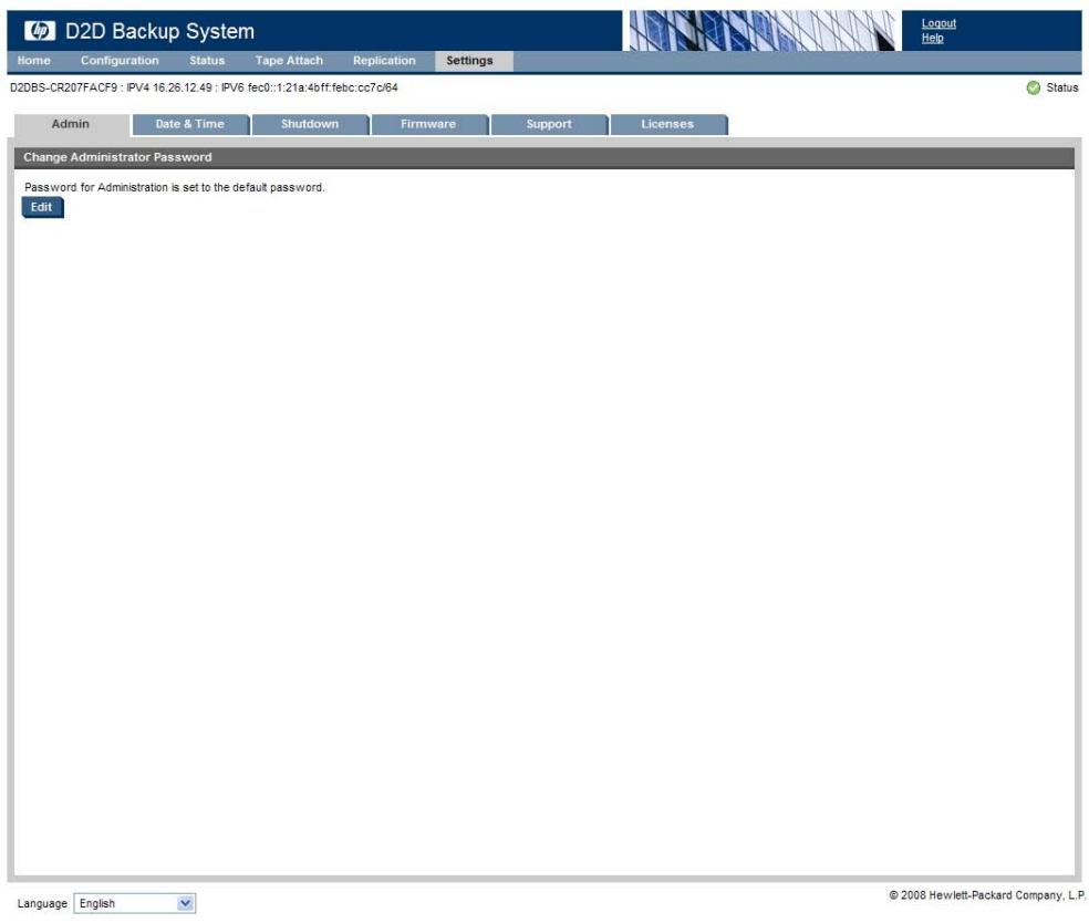HP STORAGEWORKS D2D2500 BACKUP SYSTEM - Admin (Paramètres) - 1