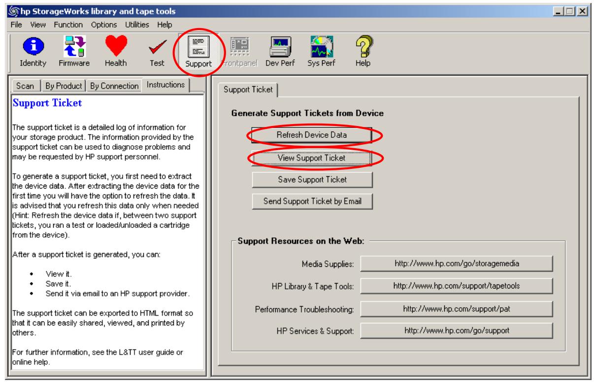 HP SURESTORE 20XT OPTICAL JUKEBOX - Comment générer un "support ticket" ? - 1
