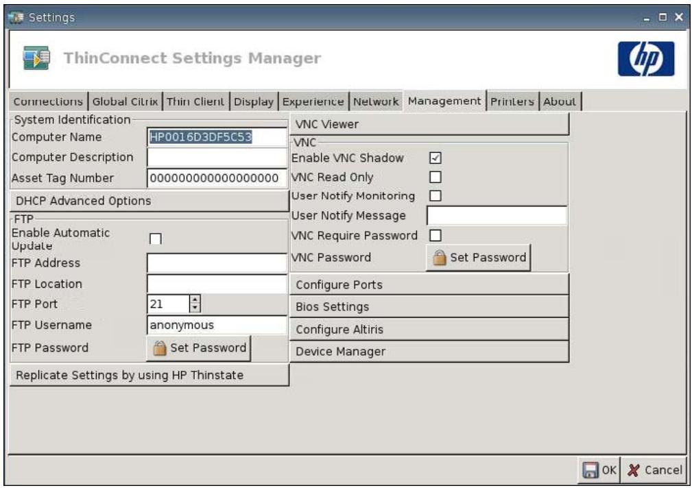 HP T5145 THIN CLIENT - Paramètres de gestion - 1