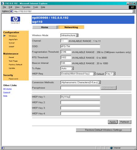 HP WP110 802.11B WIRELESS PRINT SERVER - configuration du serveur d'impression sous Windows - 3