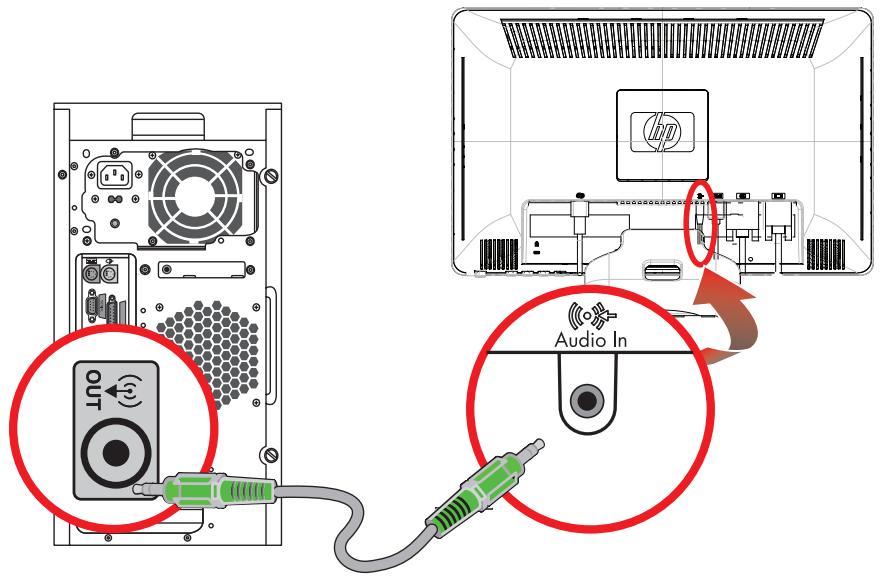 HP 2309V - Branchement du câble audio - 1