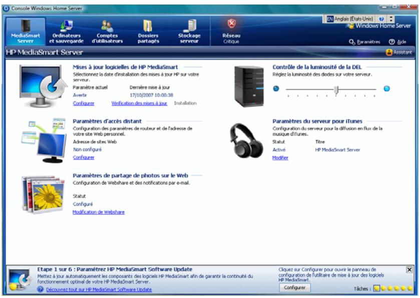HP EX470 - Configurer HP MediaSmart Server à l'aide de l'assistant - 1