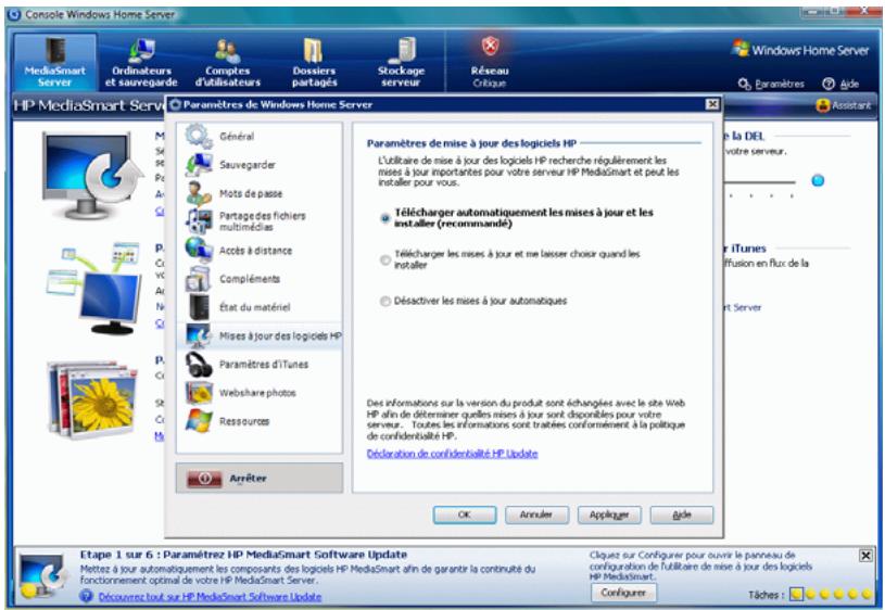 HP EX470 - Etape 1 sur 7 : Configuration de l'utilitaire de mise à jour des logiciels HP - 1