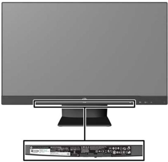 HP ECRAN PC PAVILION 27XI IPS - Localisation de l'étiquette des capacités électriques - 1