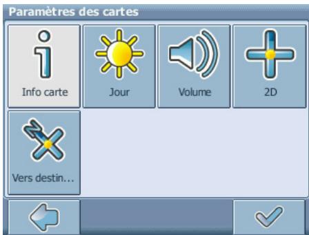 Paramètres des cartes Info carte Jour Volume 2D Vers destin...