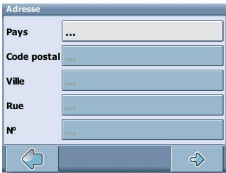 Adresse Pays ... Code postal ... Ville ... Rue ... N° ...