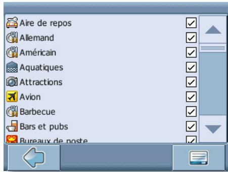 Aire de repos Allemand Américain Aquatiques Attractions Avion Barbecue Bars et pubs Bureaux de poste