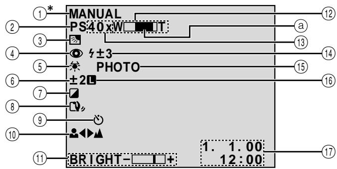 THOMSON VMD20 - Indications de l'écran lcd/du viseur pendant l'enregistrement vidéo et d.s.c. - 1