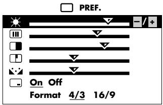 PREF. On Off Format 4/3 16/9