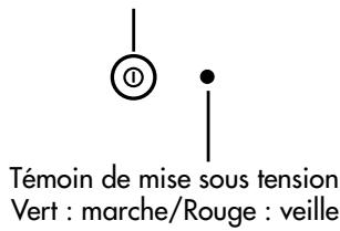 Témoin de mise sous tension Vert : marche/Rouge : veille