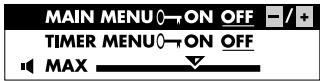 MAIN MENU ON OFF TIMER MENU ON OFF MAX