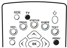 THOMSON EV30 - Mémorisation du code TV : - 1