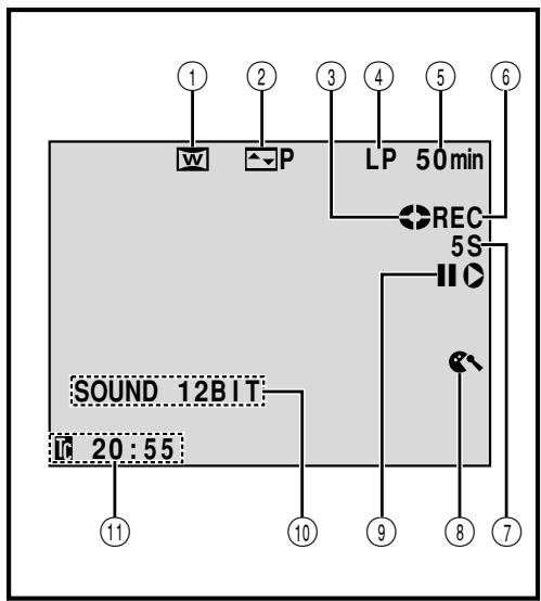 THOMSON VMD270 - Indications de l'écran lcd/du viseur pendant l'enregistrement vidéo uniquement - 1