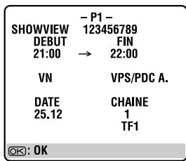 THOMSON VSH2150G - Acceder à l'écran du programme SHOWVIEW. - 1
