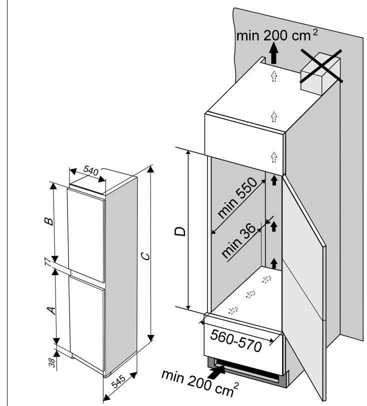 min 200 cm² 540 min 550 min 36 B C D 560-570 min 200 cm² A 38 545
