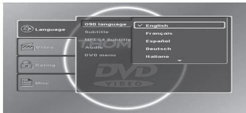THOMSON DP9200 - Menu Sprachoptionen - 1