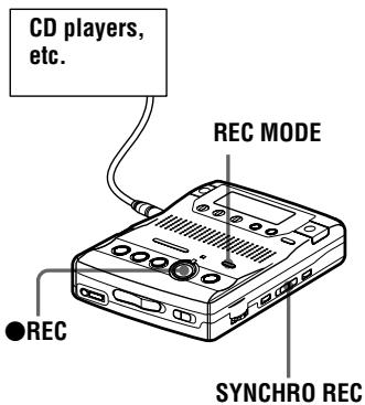 SONY MZ-B100 - To start/stop recording in sync with the source player (Synchro-recording) - 1