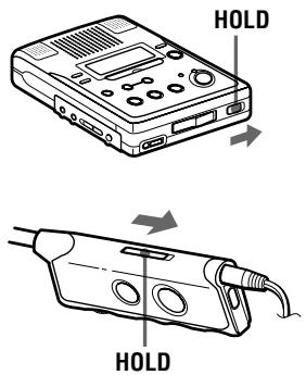 SONY MZ-B50 - Bloqueo de los controles (HOLD) - 1