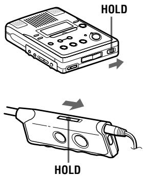 SONY MZ-B50 - Locking the controls (HOLD) - 1