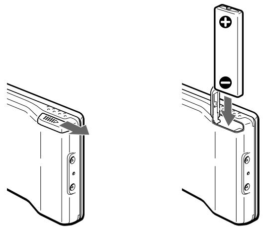 SONY MZ-E30 - Plaats de batterij. - 1