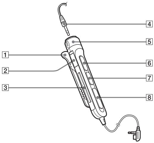 Diagram of a handheld electric shaver with numbered parts labeled 1 through 8