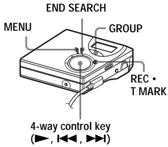 END SEARCH MENU GROUP REC • T MARK 4-way control key (▶, ◀◀, ▶▶)