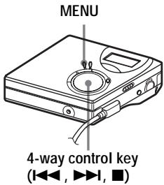 MENU 4-way control key (◀◀, ▶▶▶1, ■)