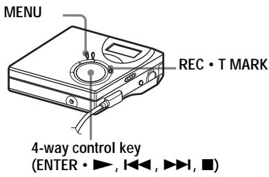 MENU REC • T MARK 4-way control key (ENTER • ▶, ◀◀, ▶▶, ■)