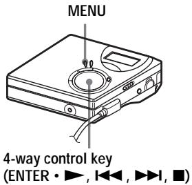 MENU 4-way control key (ENTER • ▶, ◀◀, ▶▶, ■)