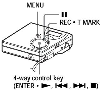 MENU REC • T MARK 4-way control key (ENTER • ▶, ◀◀, ▶▶, ■)