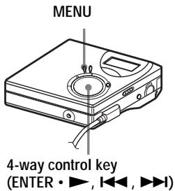 MENU 4-way control key (ENTER • ▶, I◀◀, ▶▶)